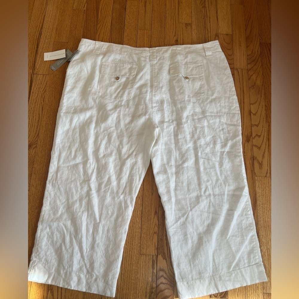 Charter Club Brand New White Linen Straight Leg Cropped Pants Size 24W - Picture 5 of 5